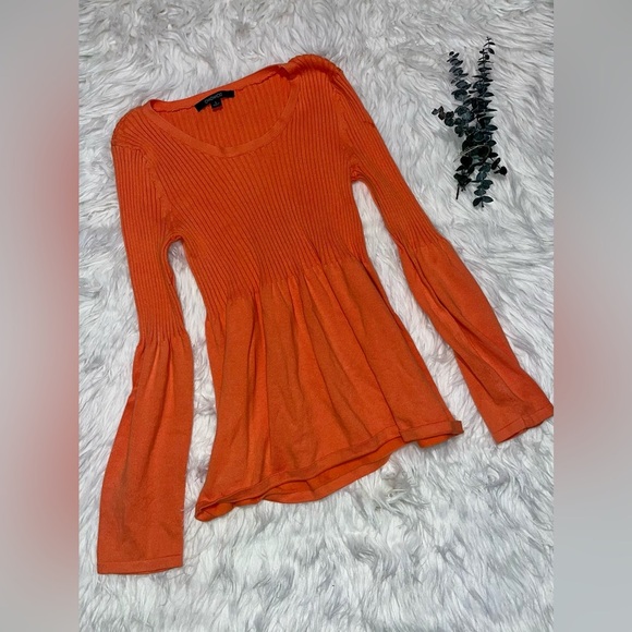 Tops - Chadwick’s orange peplum fairy festival bell sleeves top